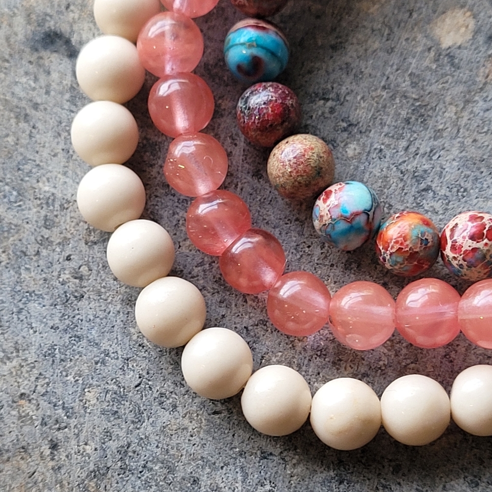 Gemstone Bead Bracelet set of 3